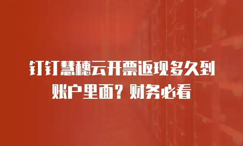 钉钉慧穗云开票返现多久到账户里面？财务必看