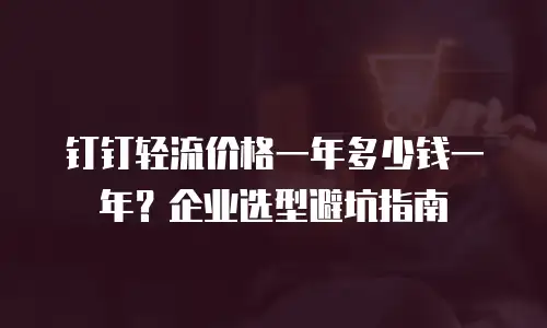 钉钉轻流价格一年多少钱一年？企业选型避坑指南