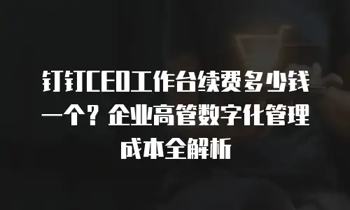 钉钉CEO工作台续费多少钱一个？企业高管数字化管理成本全解析
