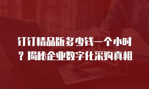 钉钉精品版多少钱一个小时？揭秘企业数字化采购真相