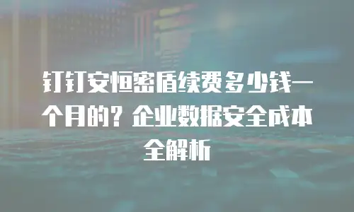 钉钉安恒密盾续费多少钱一个月的？企业数据安全成本全解析