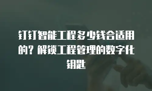 钉钉智能工程多少钱合适用的？解锁工程管理的数字化钥匙