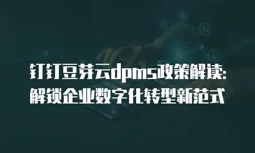 钉钉豆芽云dpms政策解读：解锁企业数字化转型新范式