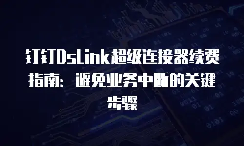 钉钉DsLink超级连接器续费指南：避免业务中断的关键步骤