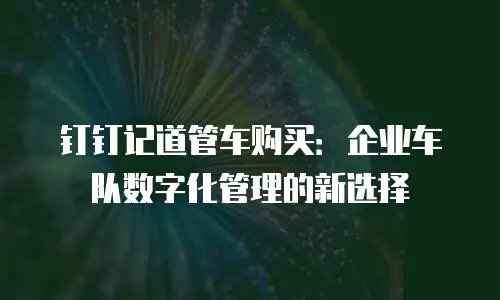 钉钉记道管车购买：企业车队数字化管理的新选择