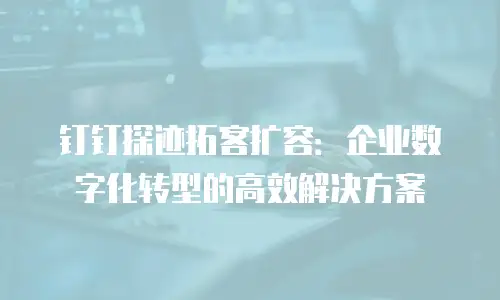 钉钉探迹拓客扩容：企业数字化转型的高效解决方案
