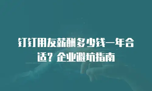 钉钉用友薪酬多少钱一年合适？企业避坑指南