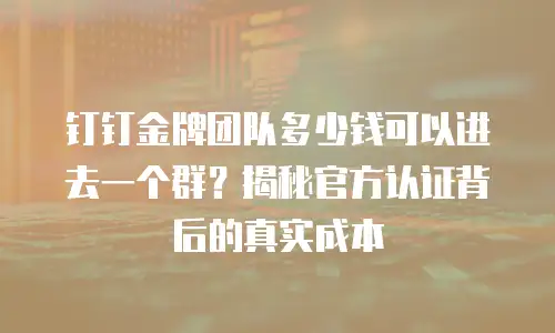 钉钉金牌团队多少钱可以进去一个群？揭秘官方认证背后的真实成本