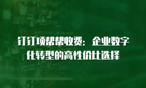 钉钉项帮帮收费：企业数字化转型的高性价比选择