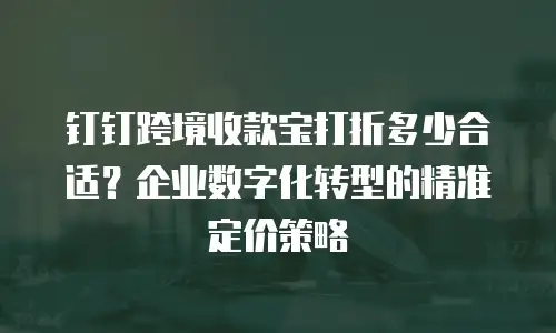 钉钉跨境收款宝打折多少合适？企业数字化转型的精准定价策略