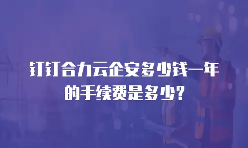 钉钉合力云企安多少钱一年的手续费是多少？