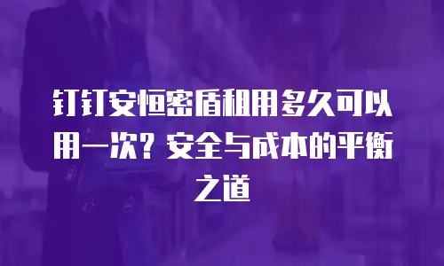 钉钉安恒密盾租用多久可以用一次？安全与成本的平衡之道