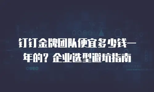 钉钉金牌团队便宜多少钱一年的？企业选型避坑指南
