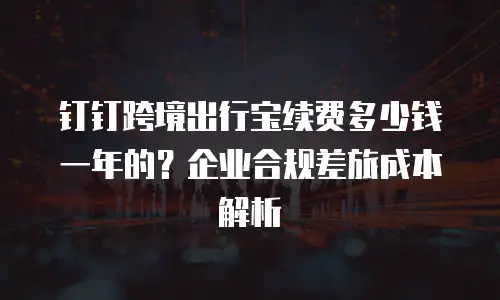 钉钉跨境出行宝续费多少钱一年的？企业合规差旅成本解析