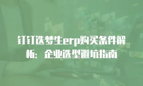 钉钉迭梦生erp购买条件解析：企业选型避坑指南
