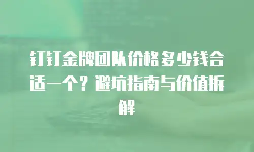 钉钉金牌团队价格多少钱合适一个？避坑指南与价值拆解