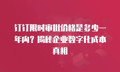 钉钉限时审批价格是多少一年内？揭秘企业数字化成本真相