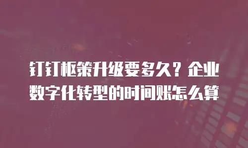 钉钉枢策升级要多久？企业数字化转型的时间账怎么算