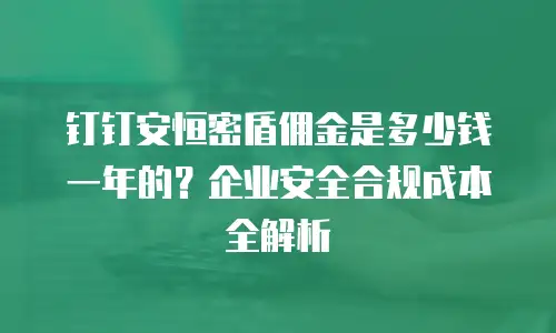 钉钉安恒密盾佣金是多少钱一年的？企业安全合规成本全解析