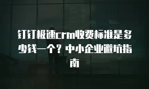 钉钉极速crm收费标准是多少钱一个？中小企业避坑指南