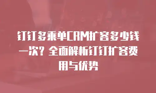 钉钉多乘单CRM扩容多少钱一次？全面解析钉钉扩容费用与优势
