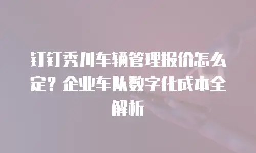钉钉秀川车辆管理报价怎么定？企业车队数字化成本全解析