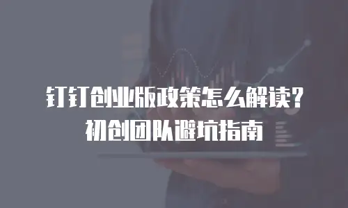 钉钉创业版政策怎么解读？初创团队避坑指南