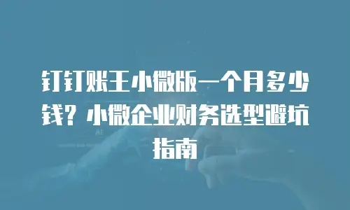 钉钉账王小微版一个月多少钱？小微企业财务选型避坑指南