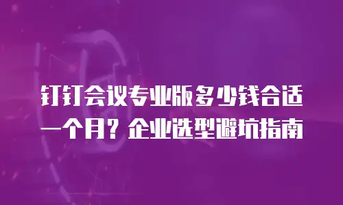 钉钉会议专业版多少钱合适一个月？企业选型避坑指南