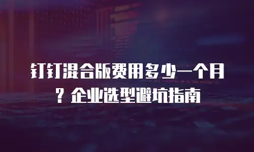 钉钉混合版费用多少一个月？企业选型避坑指南
