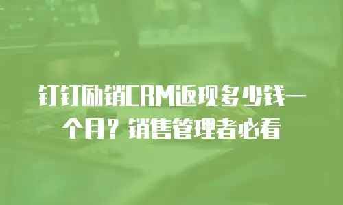 钉钉励销CRM返现多少钱一个月？销售管理者必看