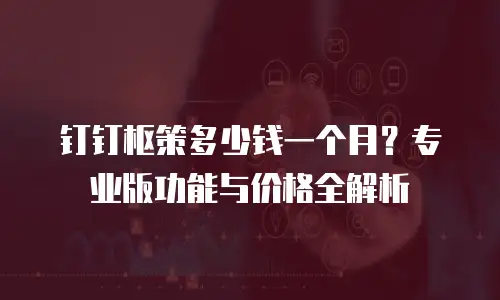 钉钉枢策多少钱一个月？专业版功能与价格全解析