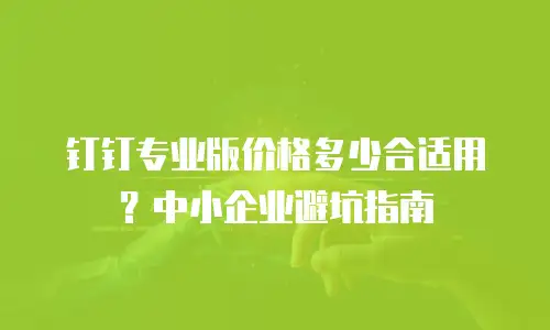 钉钉专业版价格多少合适用？中小企业避坑指南