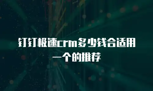 钉钉极速crm多少钱合适用一个的推荐
