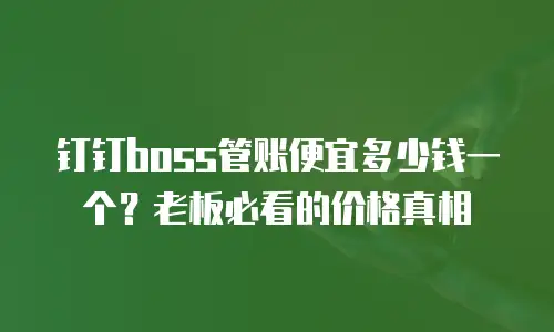 钉钉boss管账便宜多少钱一个？老板必看的价格真相