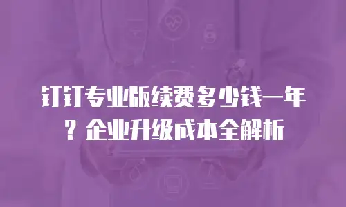 钉钉专业版续费多少钱一年？企业升级成本全解析