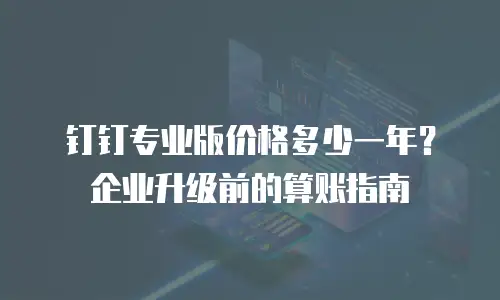 钉钉专业版价格多少一年？企业升级前的算账指南