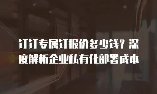 钉钉专属钉报价多少钱？深度解析企业私有化部署成本