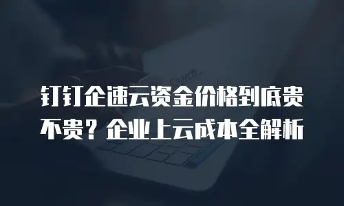 钉钉企速云资金价格到底贵不贵？企业上云成本全解析