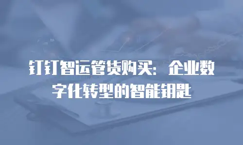 钉钉智运管货购买：企业数字化转型的智能钥匙