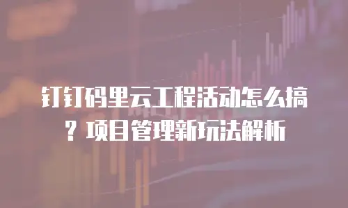 钉钉码里云工程活动怎么搞？项目管理新玩法解析