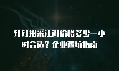 钉钉招采江湖价格多少一小时合适？企业避坑指南