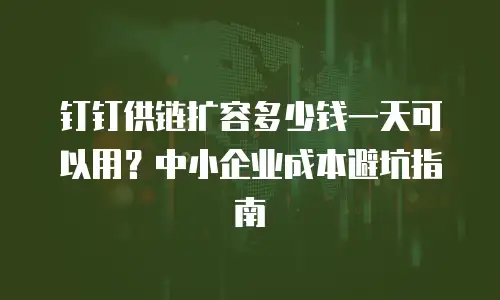 钉钉供链扩容多少钱一天可以用？中小企业成本避坑指南