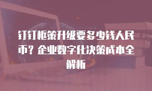 钉钉枢策升级要多少钱人民币？企业数字化决策成本全解析