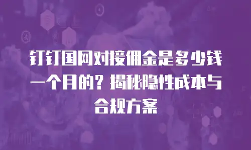 钉钉国网对接佣金是多少钱一个月的？揭秘隐性成本与合规方案