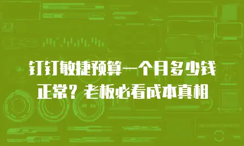 钉钉敏捷预算一个月多少钱正常？老板必看成本真相