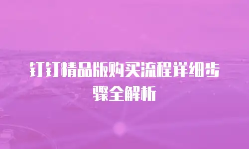 钉钉精品版购买流程详细步骤全解析