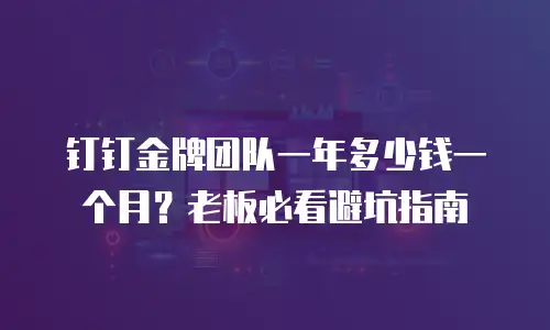 钉钉金牌团队一年多少钱一个月？老板必看避坑指南