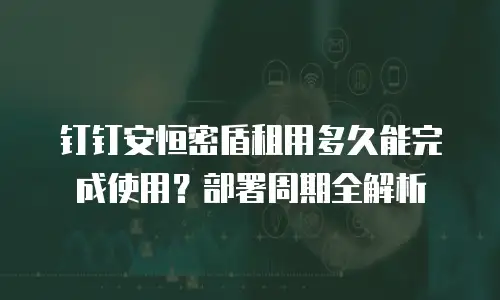 钉钉安恒密盾租用多久能完成使用？部署周期全解析