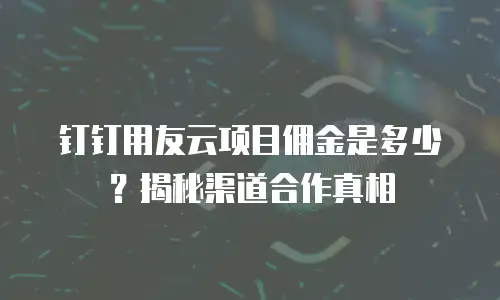 钉钉用友云项目佣金是多少？揭秘渠道合作真相